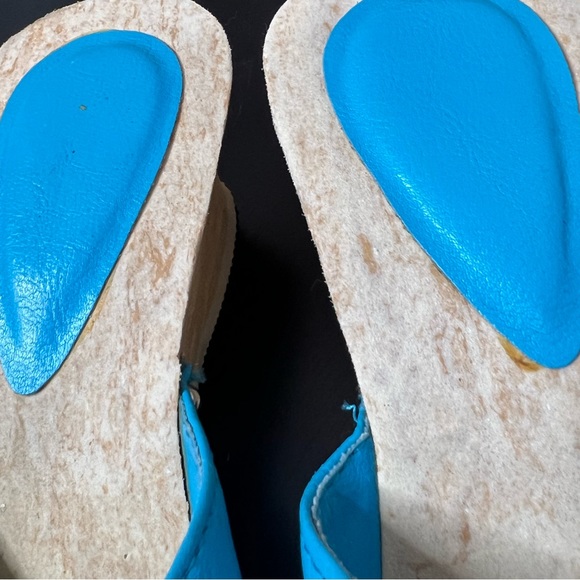 Bubblegum sandals vintage 80s 90s blue studded wedge heeled slides blue y2k - Picture 9 of 10